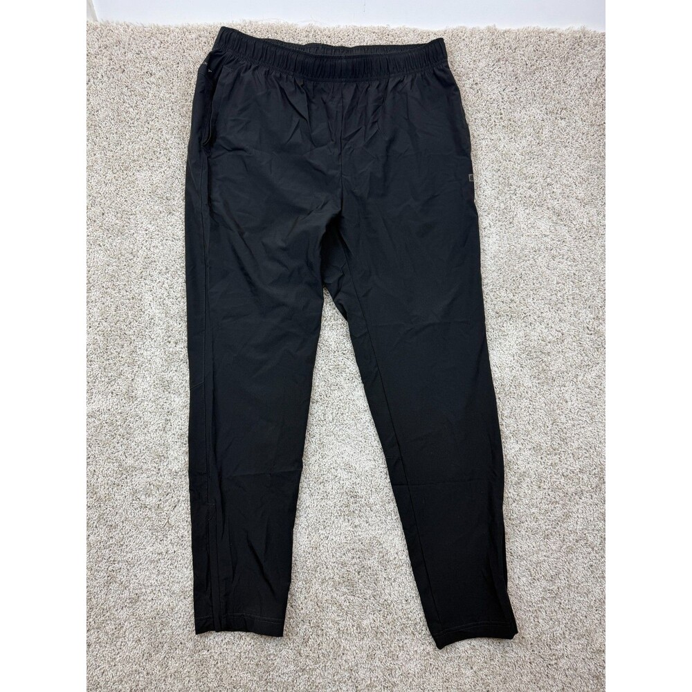 Layer 8 Mens L Black Qwick Dry Stretch Athletic Training Track Pants Zip Pocket